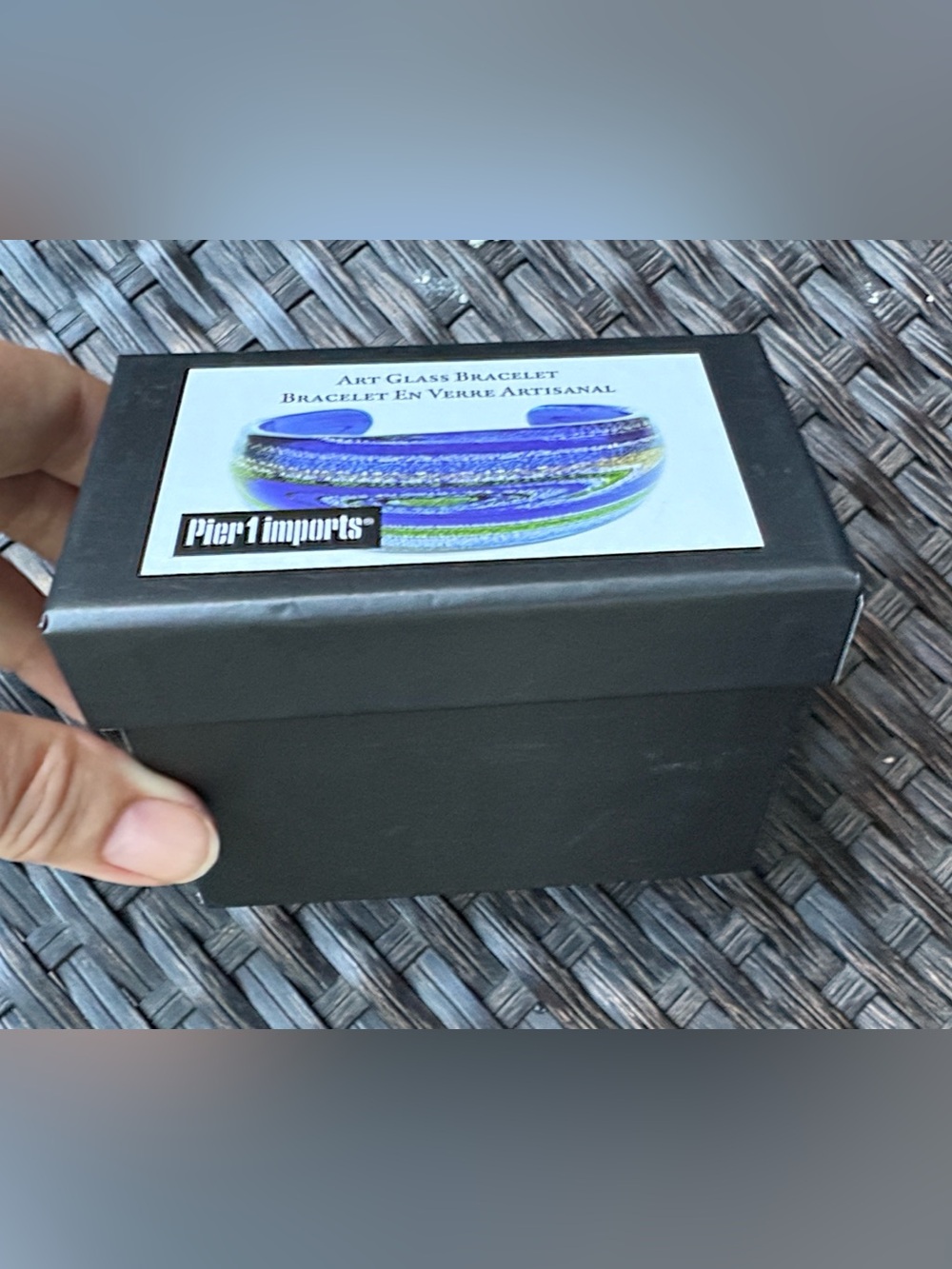 NWT in Box Pier 1 Blue & Green Art Glass Cuff Bracelet. Sz is 6.5. Beautiful 😻❤️ - Picture 9 of 12